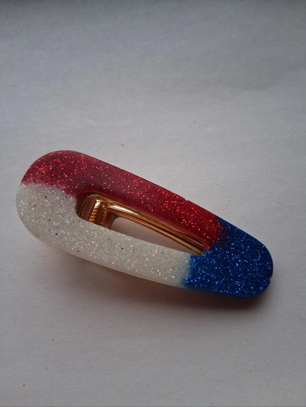5/$25 Hand Crafted Red White Blue Glitter Hair Clip